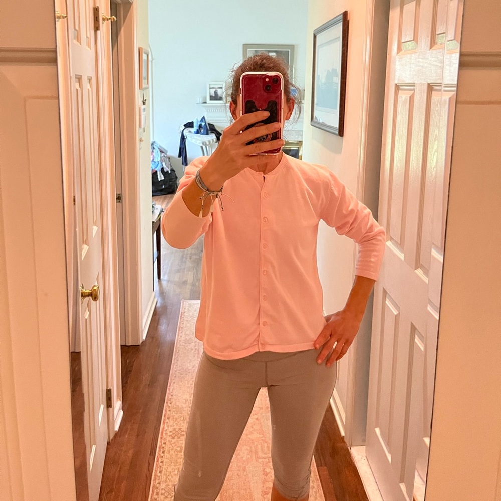 Brooks Brothers Pink Cotton Cardigan, Small